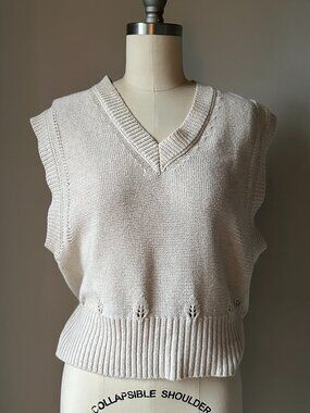 Cotélac Cream Knit Sweater Vest | French Designer Sleeveless Summer Top